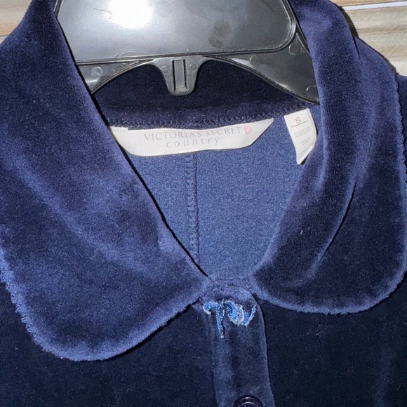 Vintage Victorias Secret Country Small- Blue Velvet Pajamas jumpsuit - Picture 3 of 4